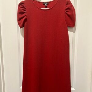 Elegant Red Puff Sleeve Dress